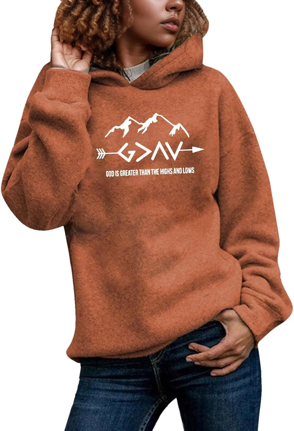 Jesus Sweatshirts For Womens God Is Greater Than The Highs And Lows Comfy Pullover Long Sleeve Round Neck Tops