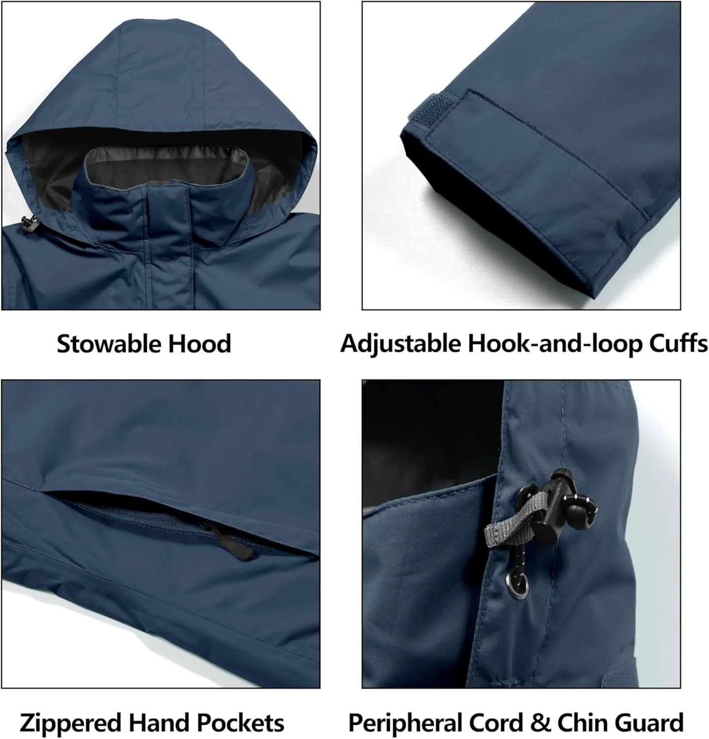 Little Donkey Andy Womens Waterproof Rain Jacket Lightweight Outdoor Windbreaker Rain Coat Shell for Hiking, Travel