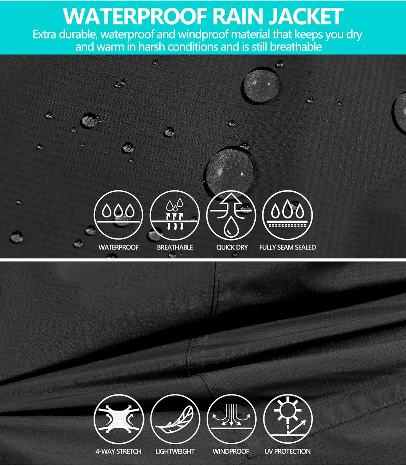 Little Donkey Andy Women's Waterproof Rain Jacket with Hood Breathable Lightweight Windbreaker Rain Shell Coat
