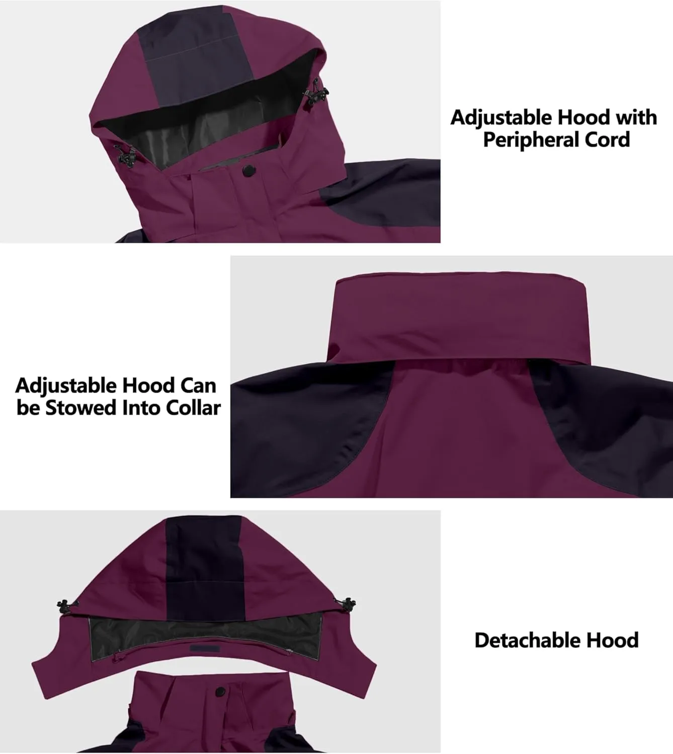 Little Donkey Andy Women's Waterproof Rain Jacket with Hood Breathable Lightweight Windbreaker Rain Shell Coat