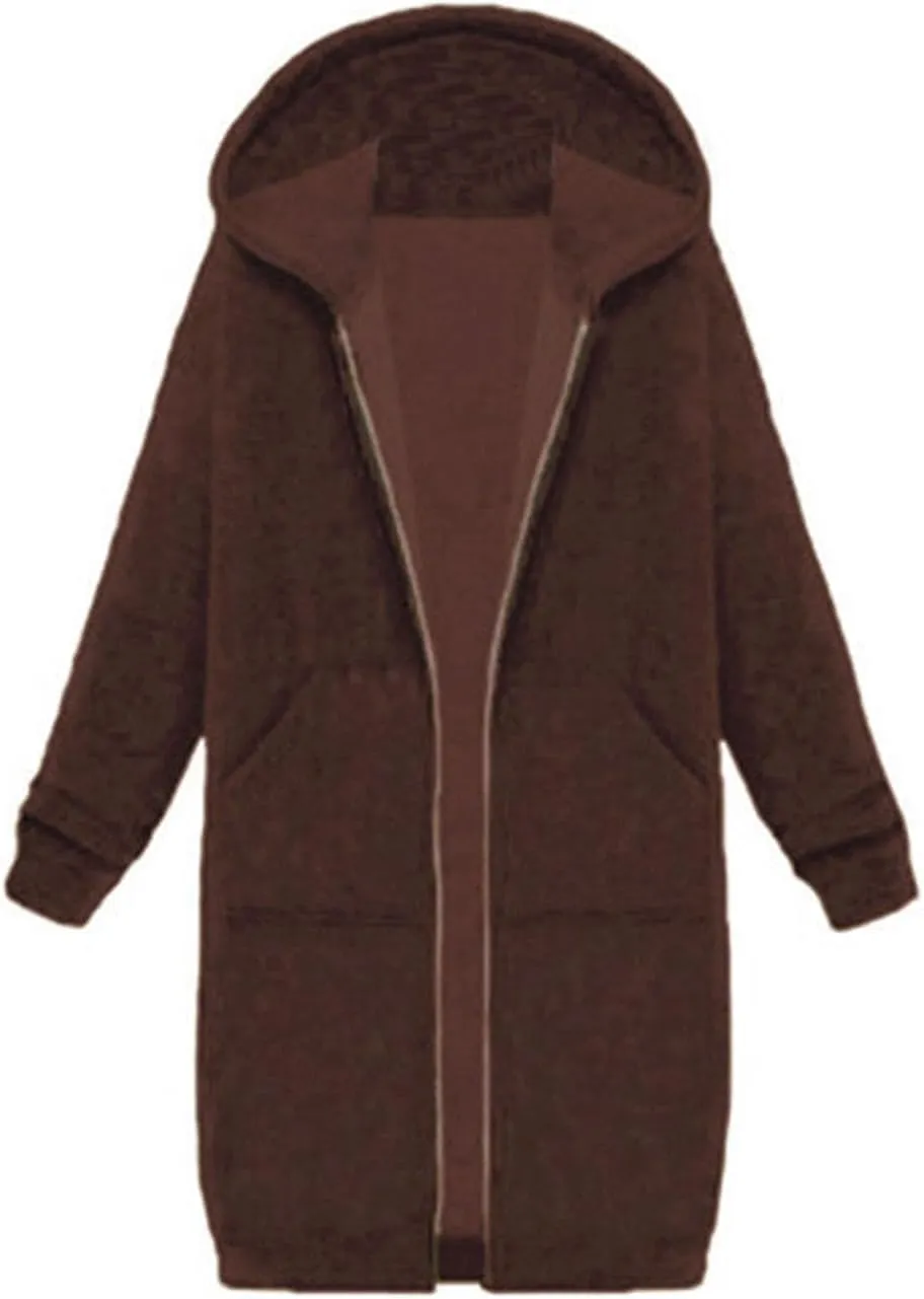 Long Hoodies for Women Zip Up Cotton Plus Size Oversized Hoodie Teen Girls Fleece Fall Sweat Jacket