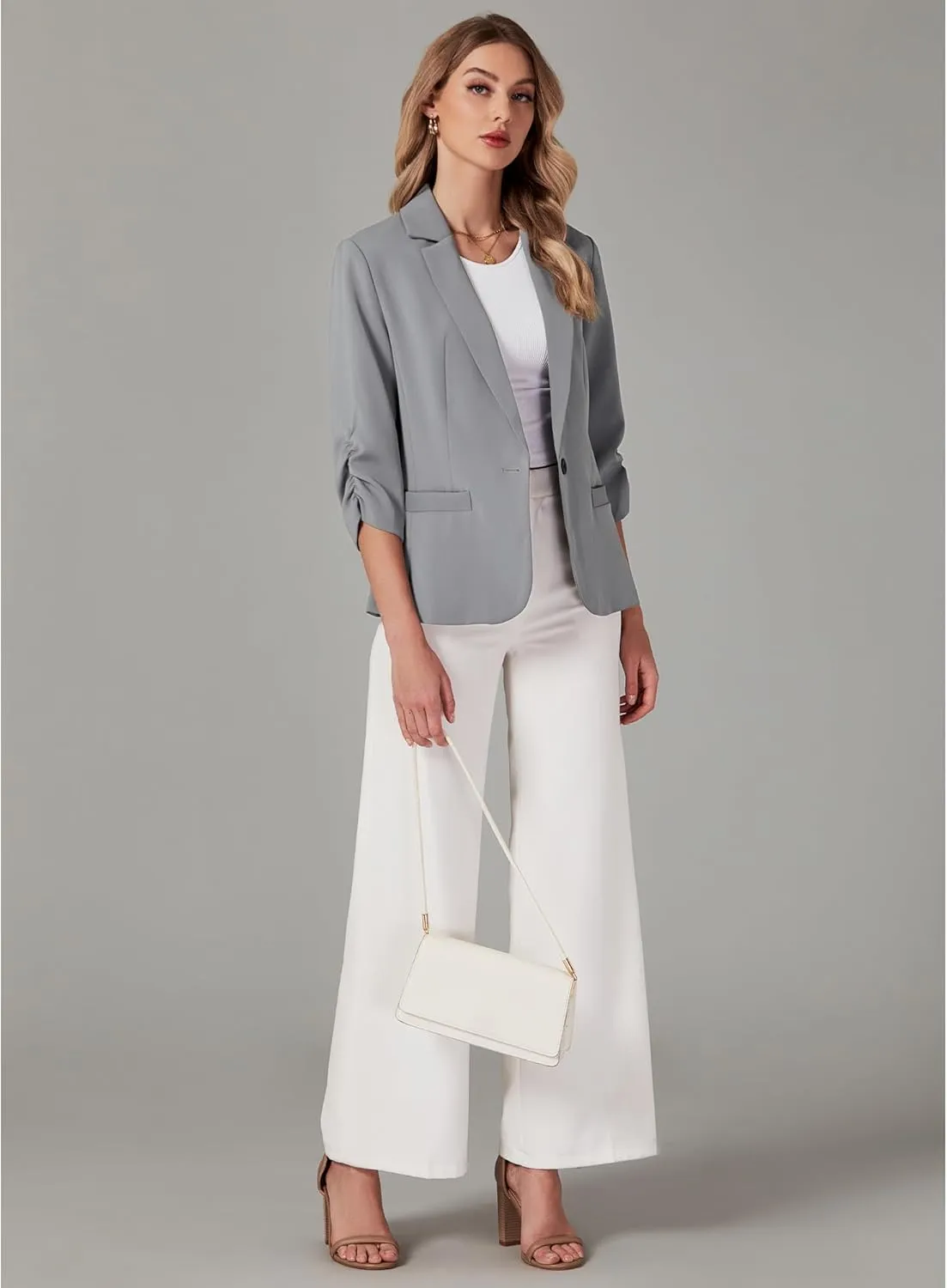 LookbookStore Blazers for Women Suit Jackets Dressy 3/4 Sleeve Blazer Business Casual Outfits for Work