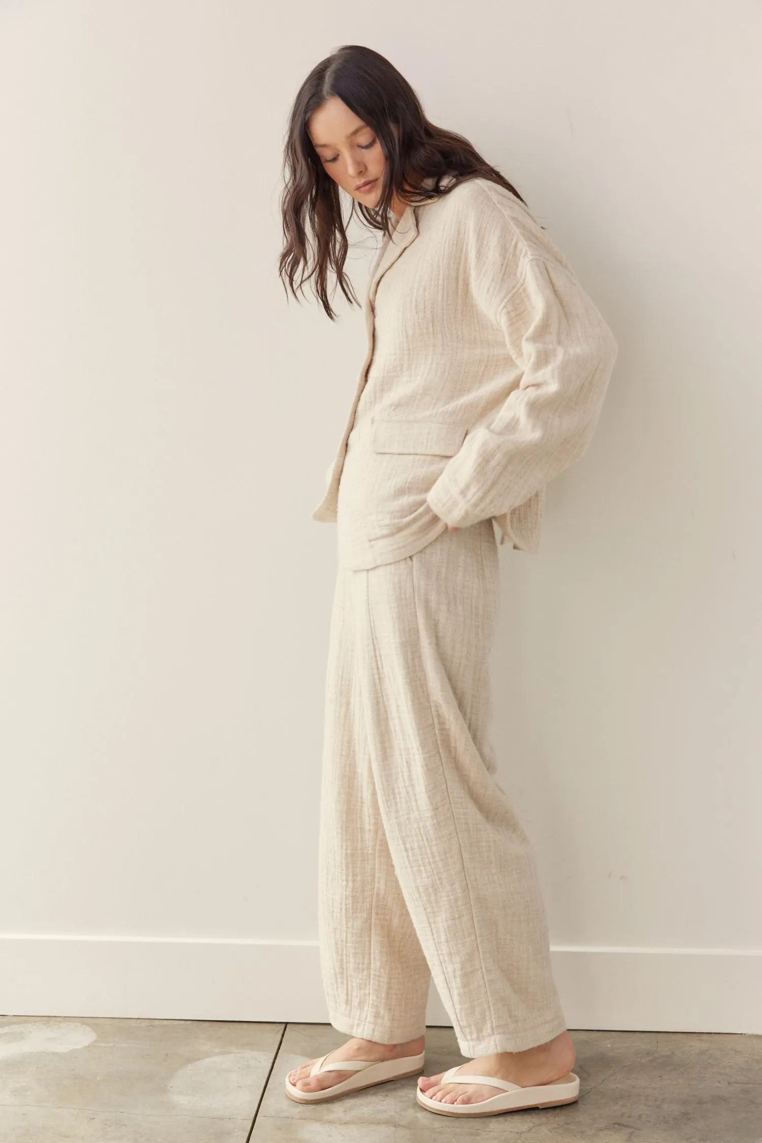Loose fit linen cotton blend jacket