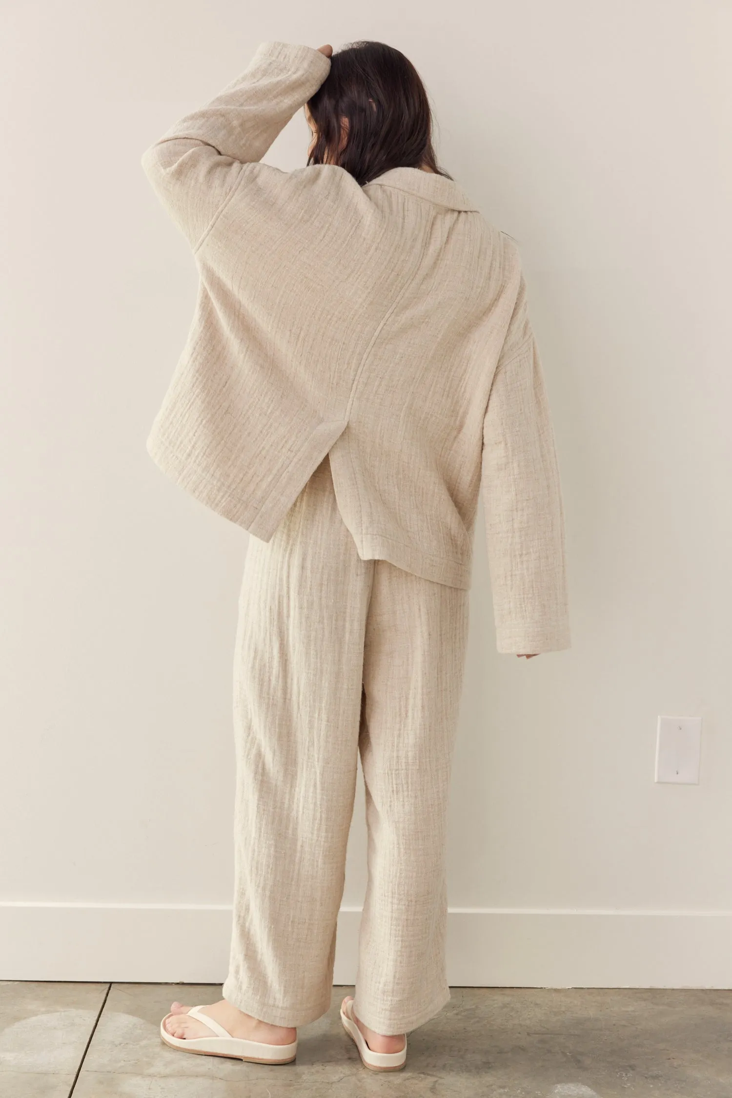 Loose fit linen cotton blend jacket