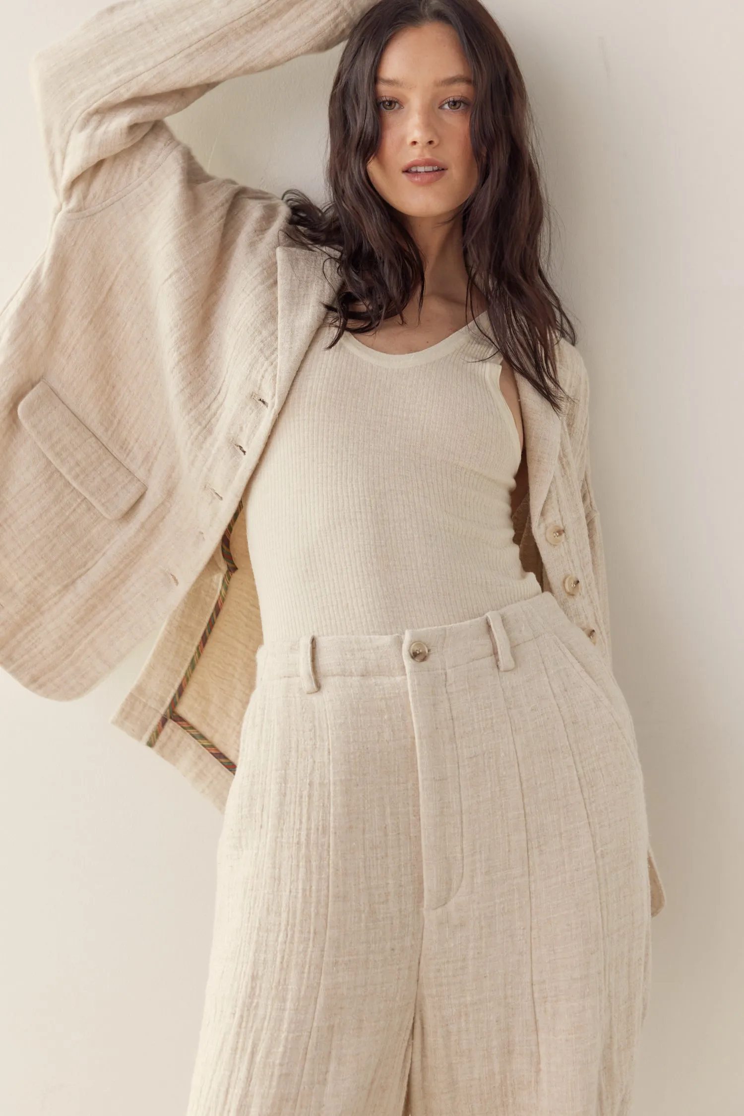 Loose fit linen cotton blend jacket