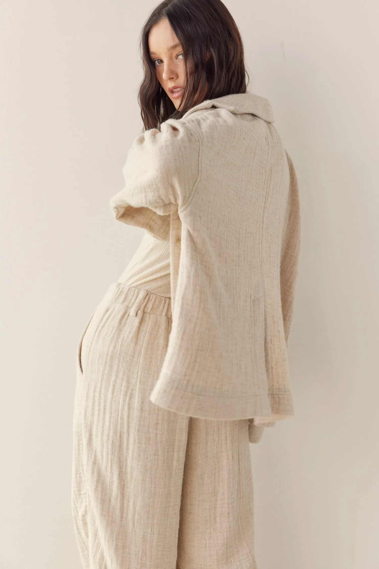 Loose fit linen cotton blend jacket