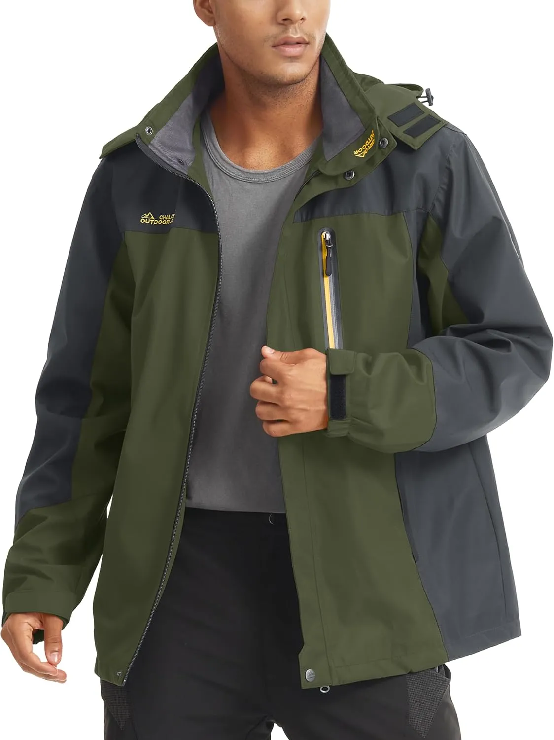 MAGCOMSEN Men's Hooded Windproof Water Resistant Rain Jacket Windbreaker 5 Pockets for Hiking,Fishing,Travel