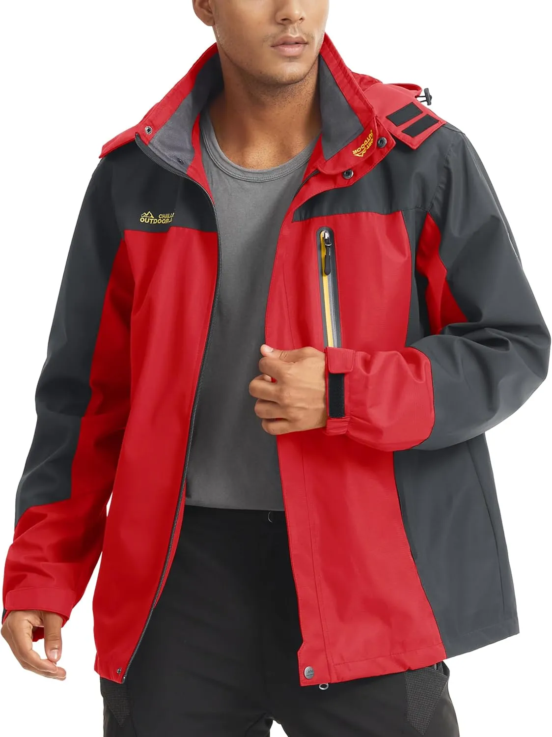 MAGCOMSEN Men's Hooded Windproof Water Resistant Rain Jacket Windbreaker 5 Pockets for Hiking,Fishing,Travel