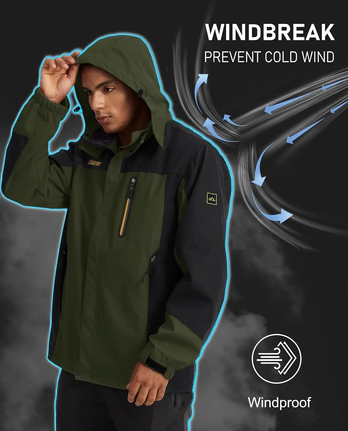 MAGCOMSEN Men's Hooded Windproof Water Resistant Rain Jacket Windbreaker 5 Pockets for Hiking,Fishing,Travel