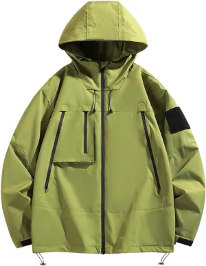 Male Pockets Solid Color Outdoor Windproof Windbreaker Jacket Sports Coat Mens Summer Rain Jacket Men's Cardigan