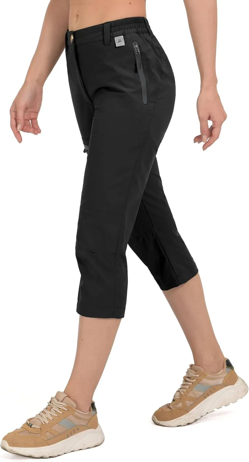 Mapamyumco Women's Ultra Breathable Lightweight Quick Dry Capri Pants Slim Golf Hiking