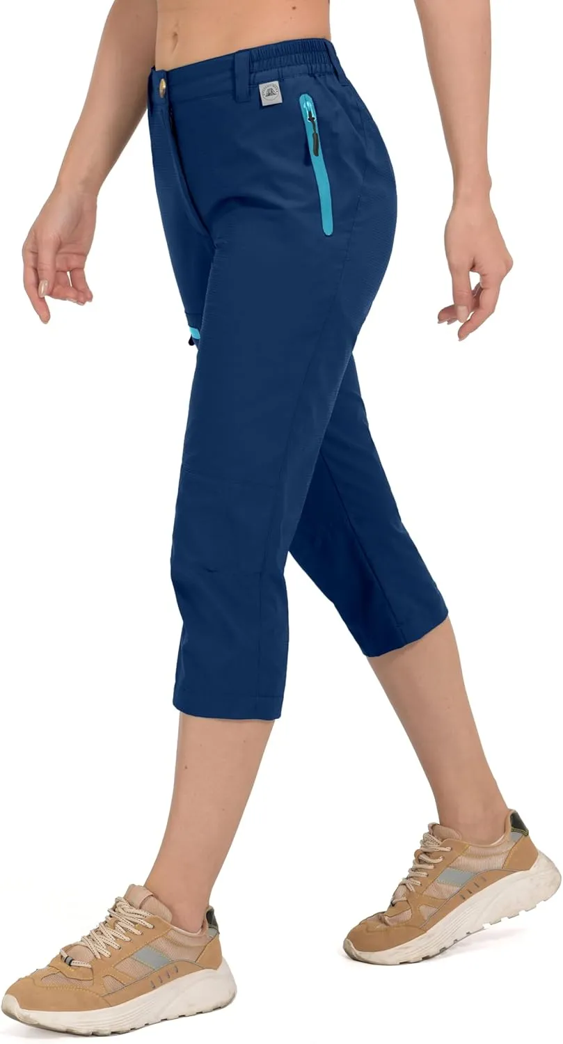Mapamyumco Women's Ultra Breathable Lightweight Quick Dry Capri Pants Slim Golf Hiking