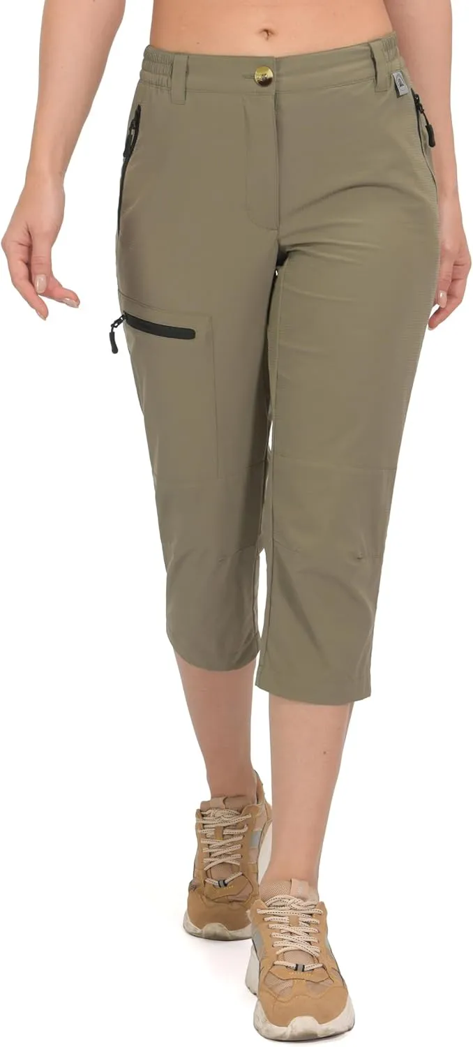 Mapamyumco Women's Ultra Breathable Lightweight Quick Dry Capri Pants Slim Golf Hiking