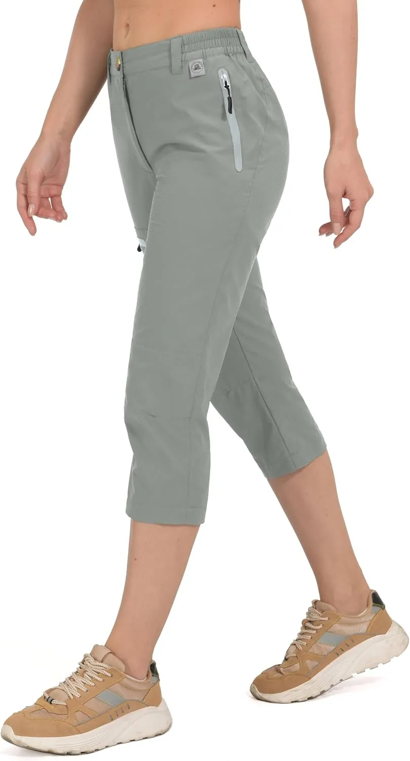 Mapamyumco Women's Ultra Breathable Lightweight Quick Dry Capri Pants Slim Golf Hiking