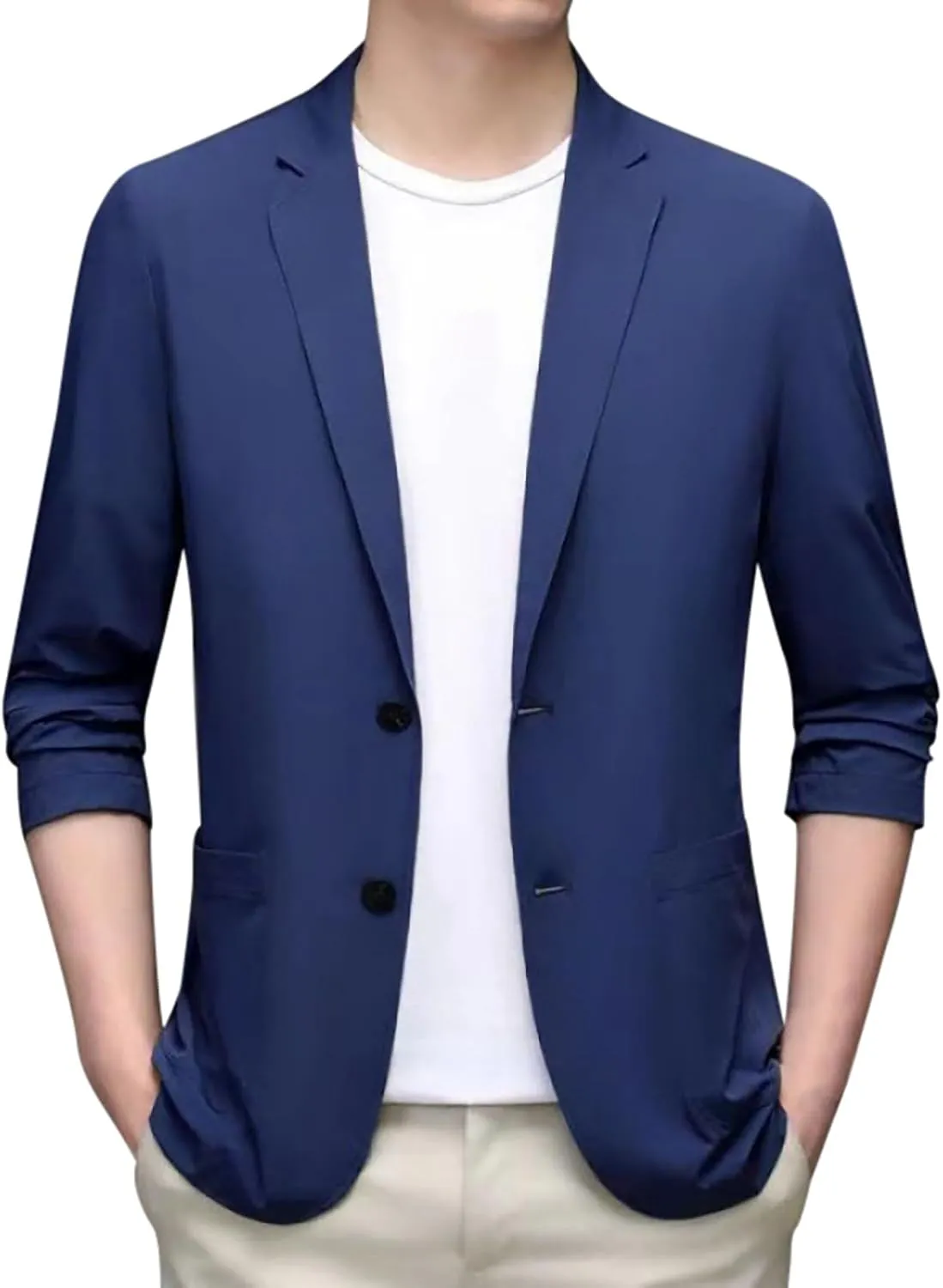 Men Casual Blazer One Button Sport Coats Slim Fit Lightweight Business Suit Jackets Business Basic Sports Coats