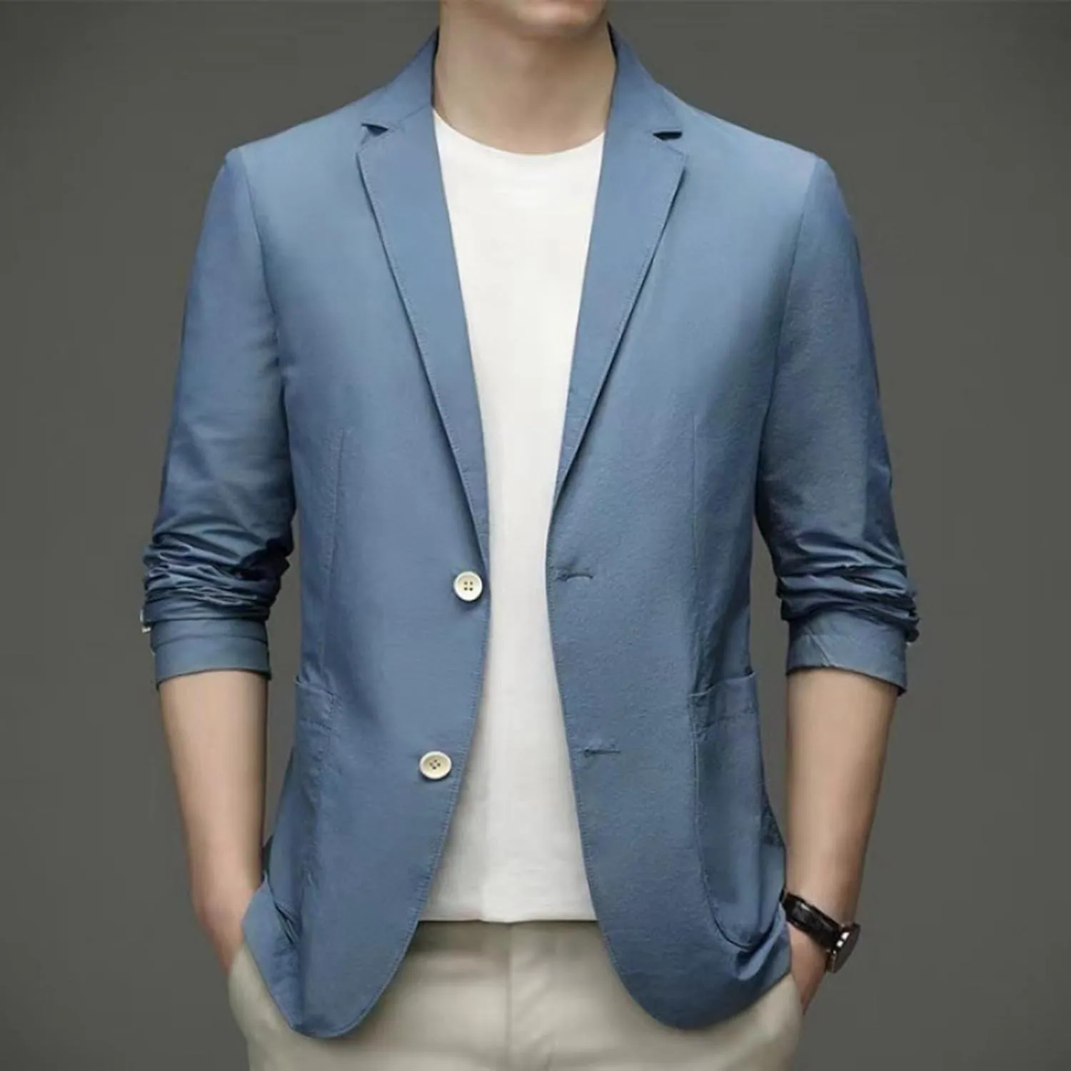 Men Casual Blazer One Button Sport Coats Slim Fit Lightweight Business Suit Jackets Business Basic Sports Coats