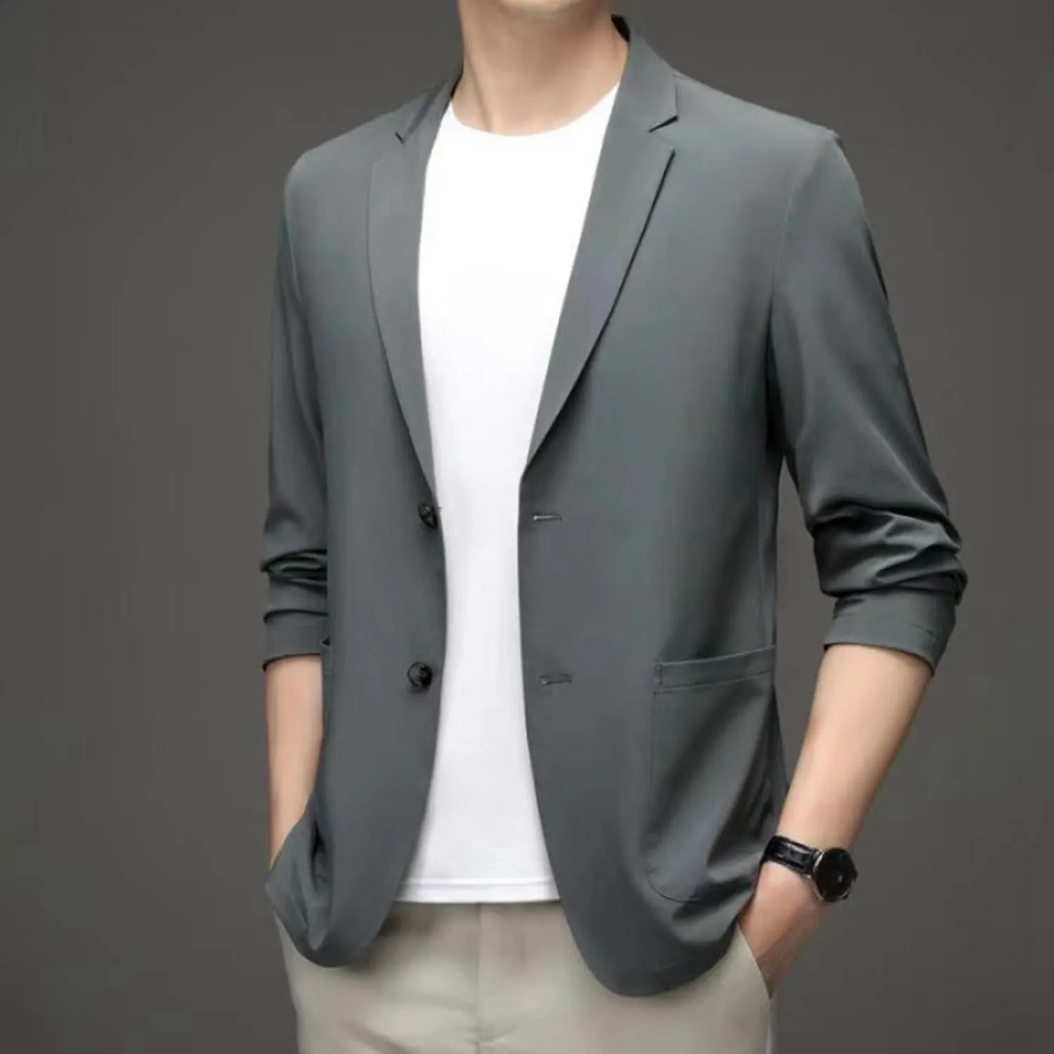 Men Casual Blazer One Button Sport Coats Slim Fit Lightweight Business Suit Jackets Business Basic Sports Coats