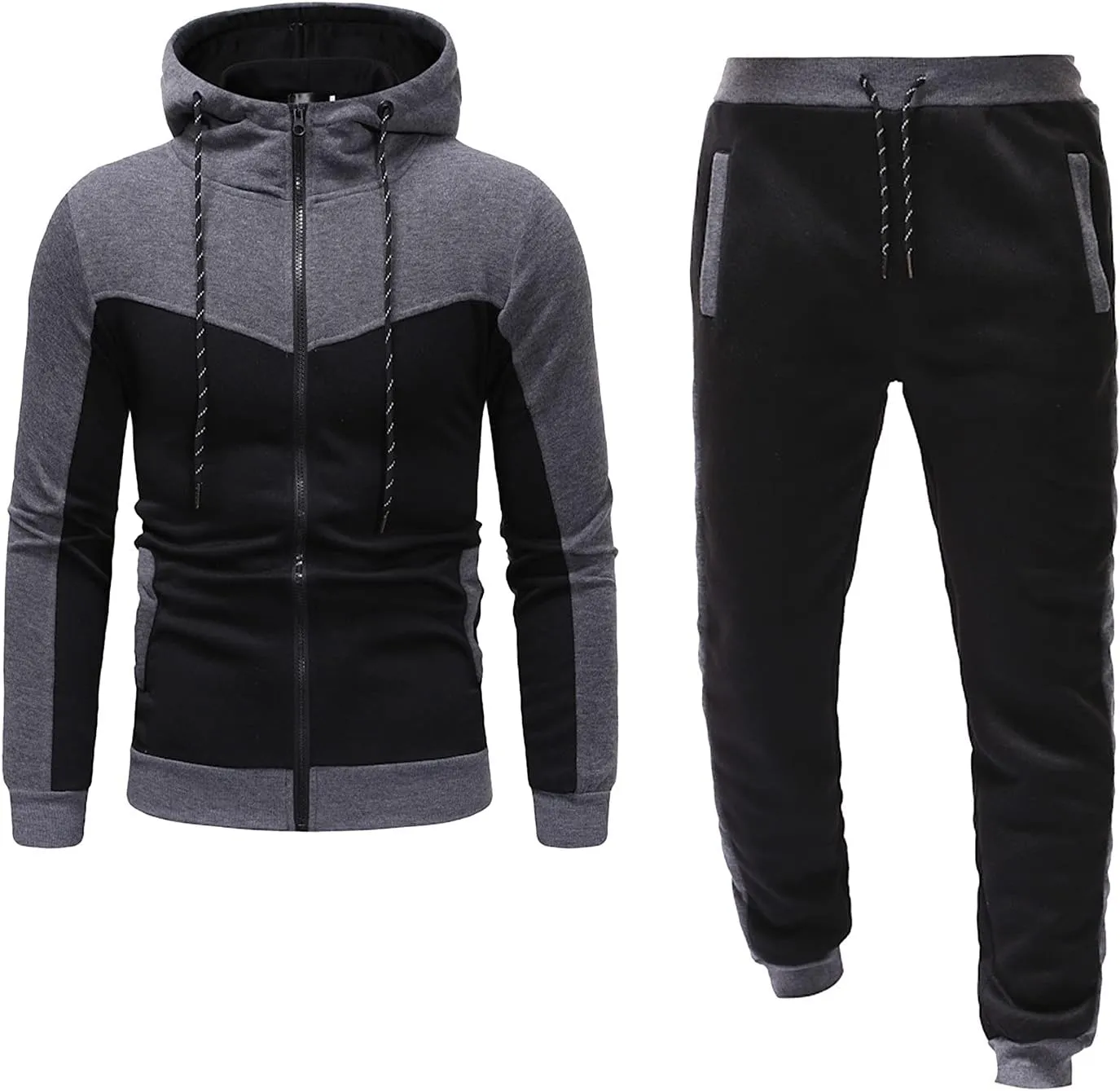Men Fashion Hoodies Sweatshirts Winter Sports Casual Fitness Suit with Dots Hoodie Sweatshirt and Pants