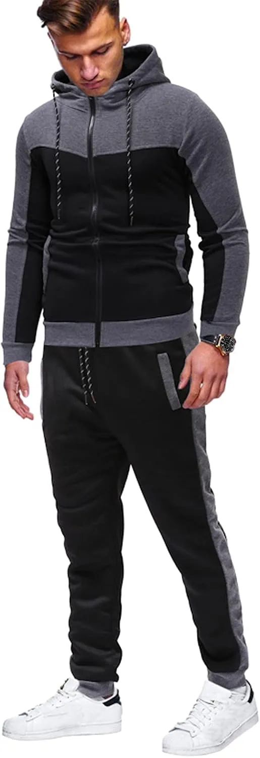 Men Fashion Hoodies Sweatshirts Winter Sports Casual Fitness Suit with Dots Hoodie Sweatshirt and Pants