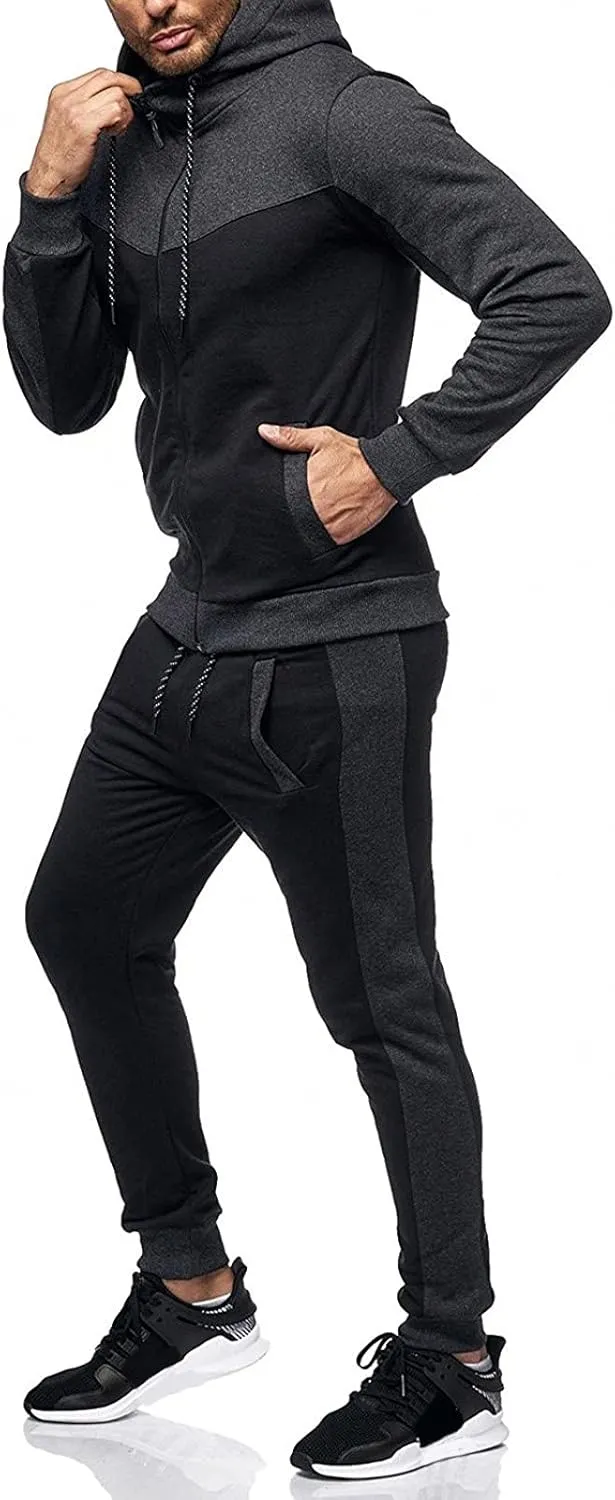 Men Fashion Hoodies Sweatshirts Winter Sports Casual Fitness Suit with Dots Hoodie Sweatshirt and Pants