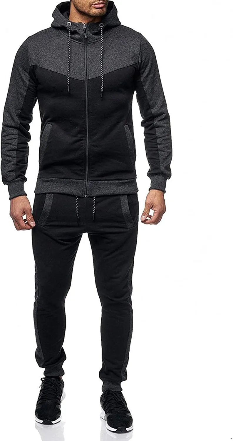 Men Fashion Hoodies Sweatshirts Winter Sports Casual Fitness Suit with Dots Hoodie Sweatshirt and Pants