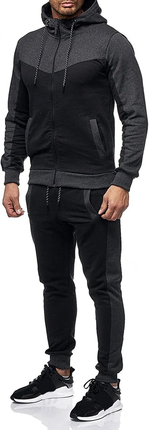 Men Fashion Hoodies Sweatshirts Winter Sports Casual Fitness Suit with Dots Hoodie Sweatshirt and Pants