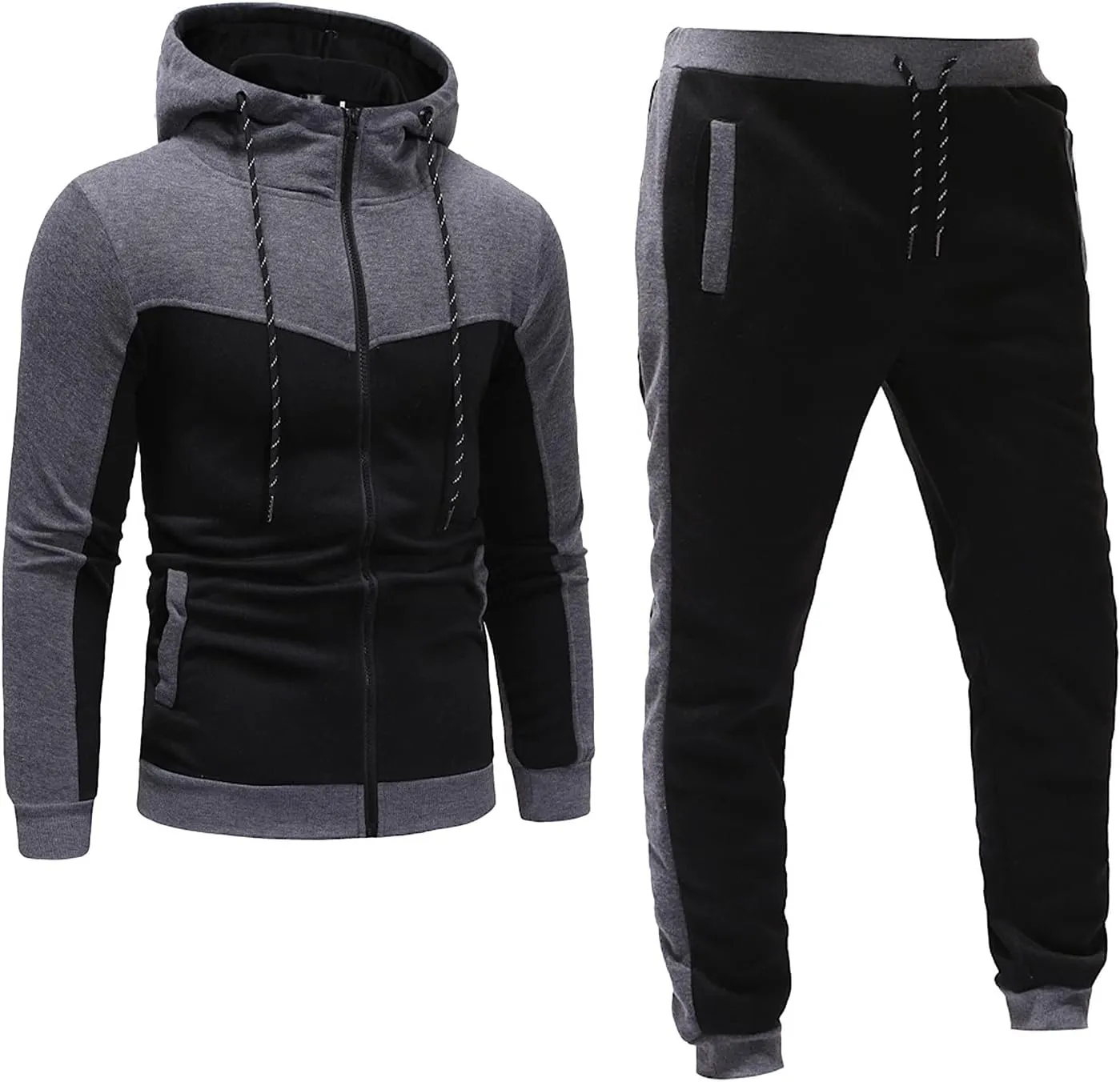 Men Fashion Hoodies Sweatshirts Winter Sports Casual Fitness Suit with Dots Hoodie Sweatshirt and Pants