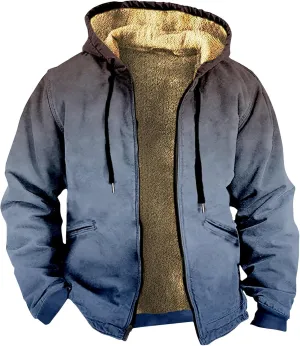Men Hoodie Zip Up Winter Sherpa Lined Sweatshirt Sherpa Lined Full Zip Hoodie Heavyweight Thick Warm Fleece Jacket