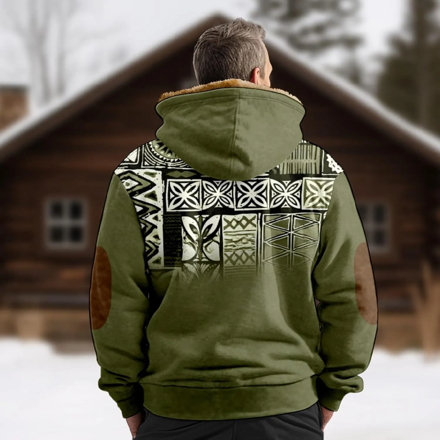 Men Hoodie Zip Up Winter Sherpa Lined Sweatshirt Sherpa Lined Full Zip Hoodie Heavyweight Thick Warm Fleece Jacket