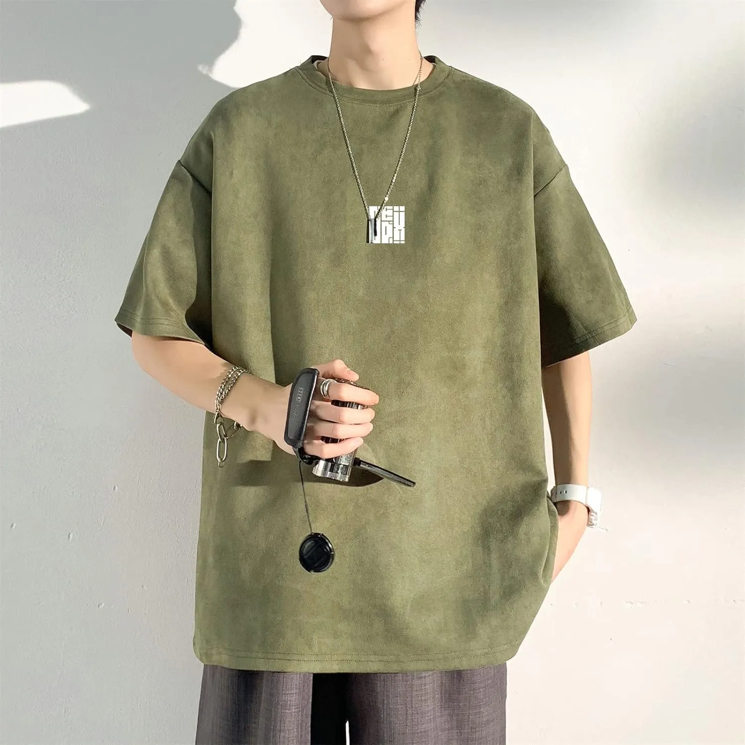 Men T Shirt Streetwear Harajuku Tops Short Sleeve Crewneck T-Shirt