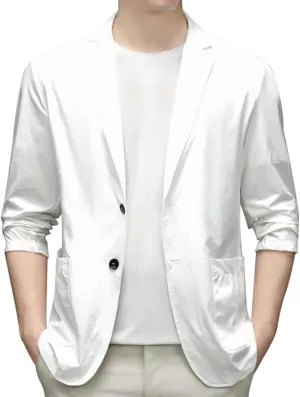 Men's Blazer Lightweight Casual Solid One Button Slim Fit Sport Coat Business Daily Blazer with Pockets for Prom Party