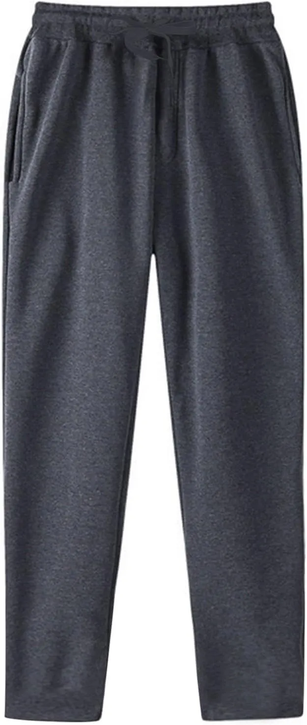Mens Breathable Lightweight Cotton Linen Pants, Loose Baggy Cargo Pants Wide Leg Elastic Waist Drawstring with Pockets
