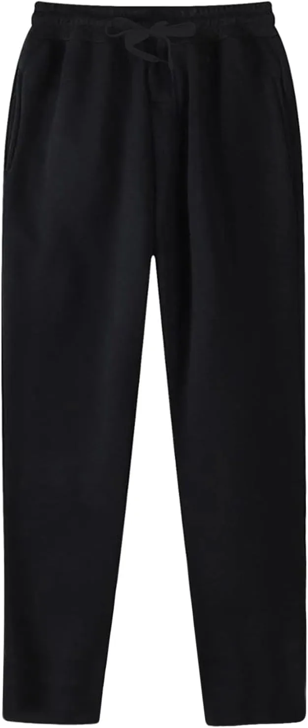 Mens Breathable Lightweight Cotton Linen Pants, Loose Baggy Cargo Pants Wide Leg Elastic Waist Drawstring with Pockets