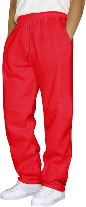 Mens Breathable Lightweight Cotton Linen Pants, Loose Baggy Cargo Pants Wide Leg Elastic Waist Drawstring with Pockets