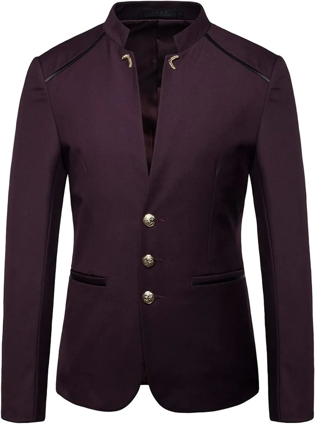 Mens Casual Suit Blazer Jackets Stand Mandarin Collar Lightweight Sport Coats Long Sleeve Button Down Business Coat
