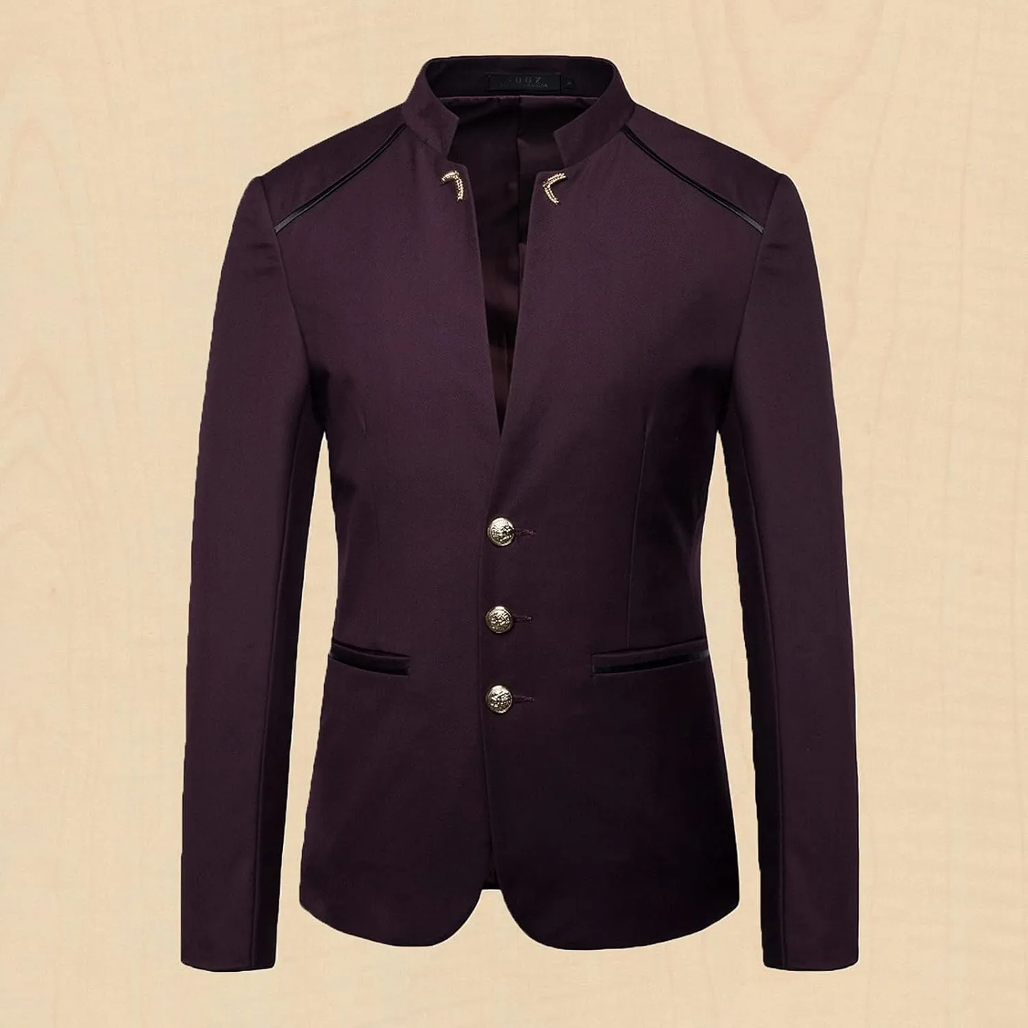 Mens Casual Suit Blazer Jackets Stand Mandarin Collar Lightweight Sport Coats Long Sleeve Button Down Business Coat