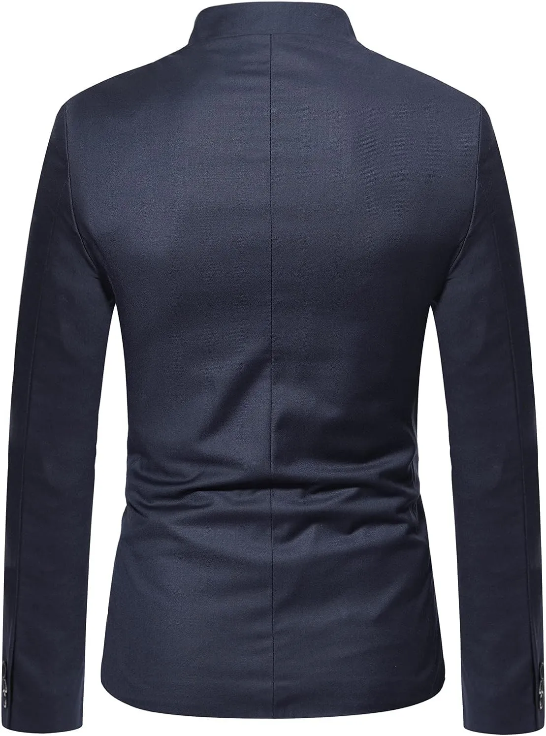 Men's Chinese Tunic Suits Mandarin Collar Formal Suit Jacket Solid Slim Fit Front Button Blazer Traditional Uniform