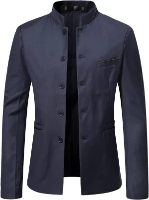 Men's Classic Fit Plaid Casual Blazer Jacket Notched Lapel Two Button Suits Coats Striped Business Blazers Coat