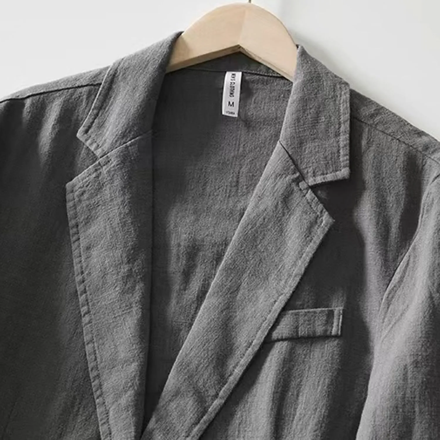 Mens Cotton Linen Blazer Button Down Casual Lightweight Classic Loose Tops Business Outdoor Sport Coat with Pockets