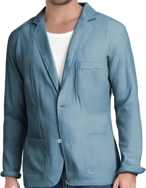 Mens Cotton Linen Blazer Button Down Casual Lightweight Classic Loose Tops Business Outdoor Sport Coat with Pockets
