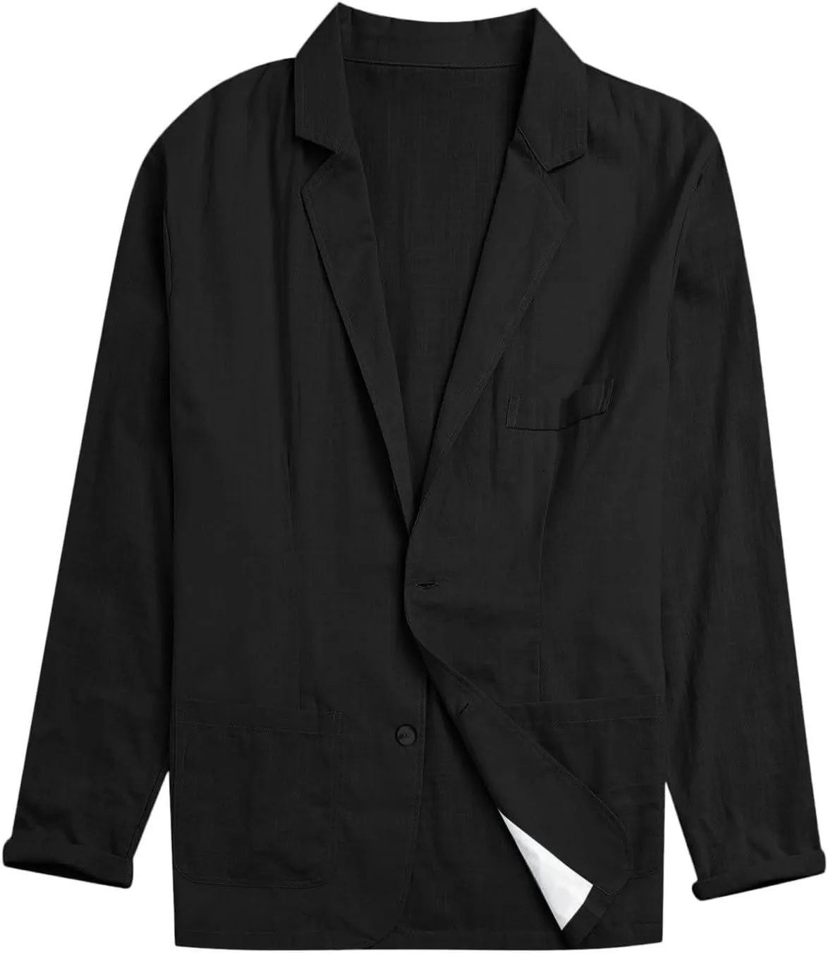 Mens Cotton Linen Blazer Button Down Casual Lightweight Classic Loose Tops Business Outdoor Sport Coat with Pockets
