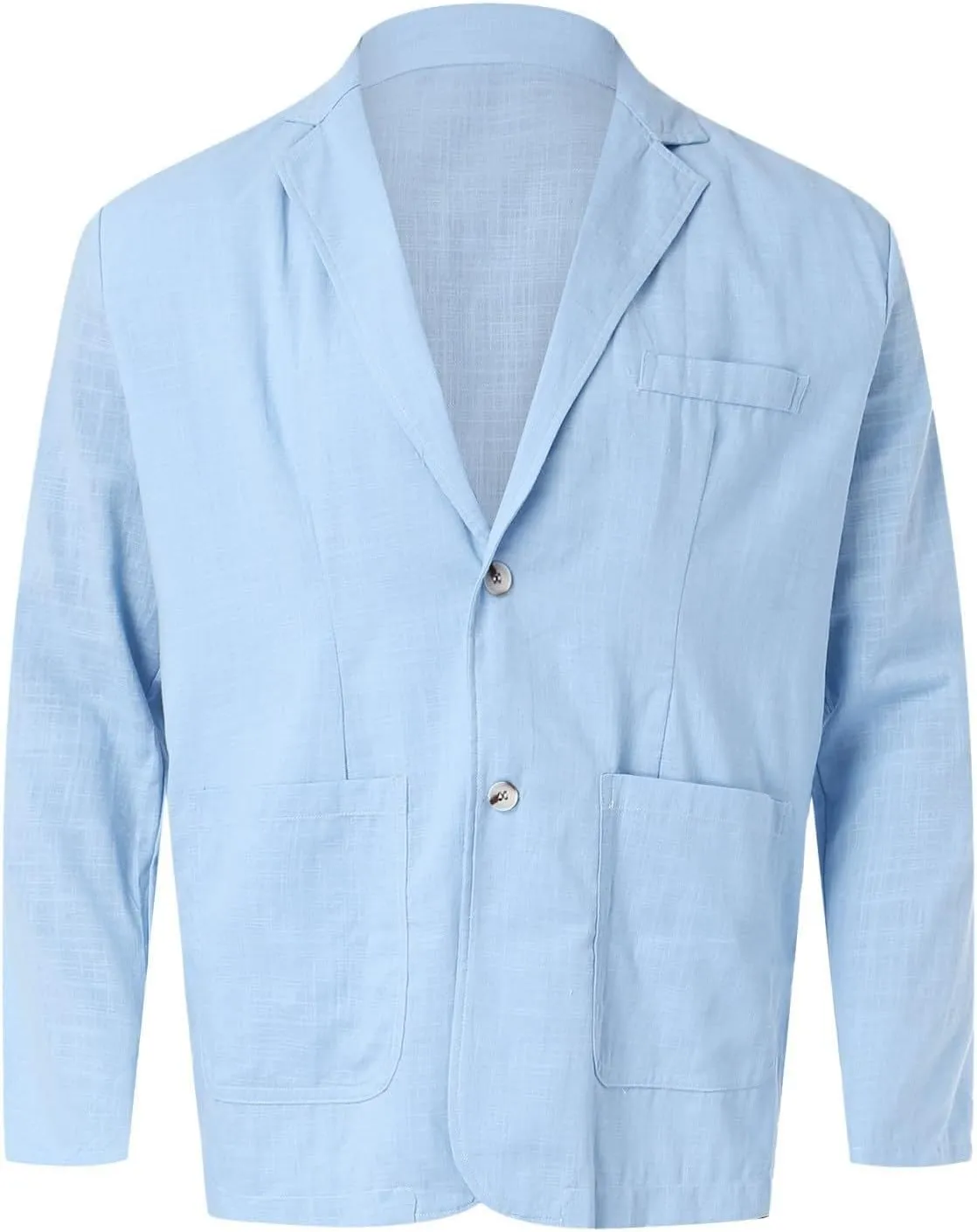 Mens Cotton Linen Blazer Button Down Casual Lightweight Classic Loose Tops Business Outdoor Sport Coat with Pockets