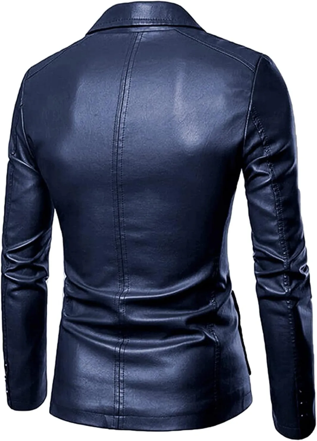 Mens Faux Leather Slim Fit Casual Blazer Sport Coat Blazer Suit Jacket Lightweight Business Jackets Suit Jackets