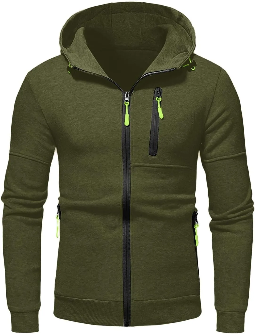 Mens Fleece Full-zip Hoodie Men's Spring And Autumn Long Sleeve Half Zip Hoodie Hooded Sweatshirt Top Outdoor