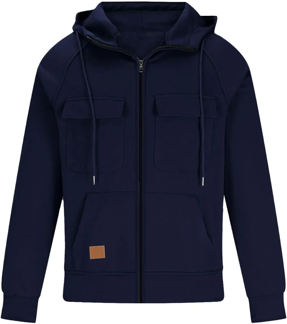 Men's Full-Zip Hoodie with Multiple Pockets, Soft Fleece, Adjustable Drawstring Hood, Casual Wear