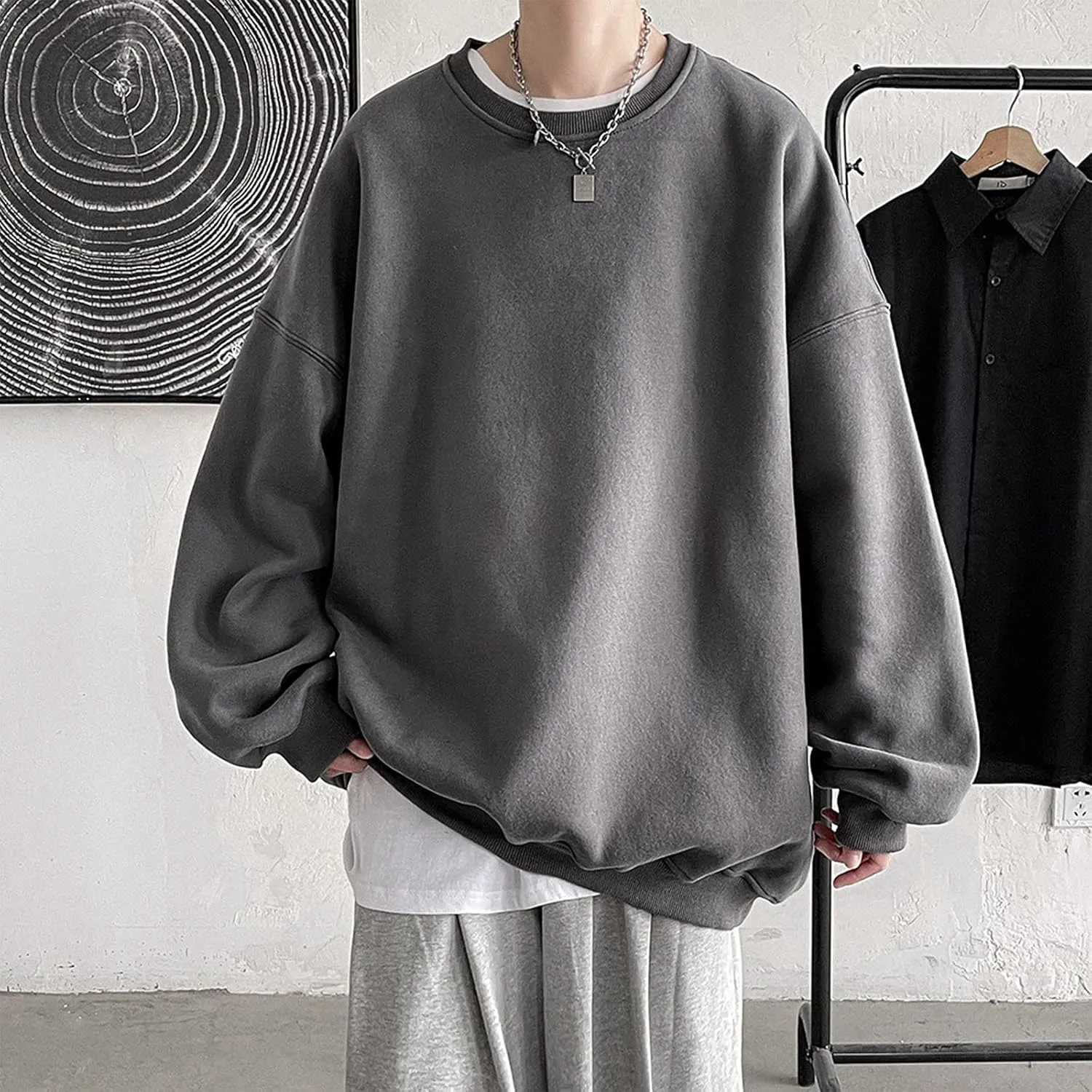 Men's Hooded Sweatshirts Long Sleeve Mens Casual Hoodie Splicing Casual Long Sleeve Drawstring Pullover with Pocket