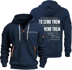 Mens Hoodie 1/4 Zip Comfort Slim Fit Gym Drawstring Mens Sweatshirt Vintage Military Hoodie with Pockets