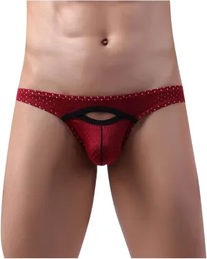 Men's Mesh Briefs Breathable Lightweight Thin Close Fitting Underwear Sexy Hollow Out Thong Naughty Lingerie
