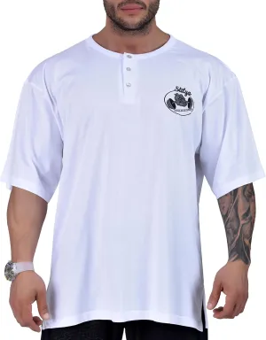 Men's Oversize T-Shirt, Cotton Buttoned Collar, Comfort Design Short Sleeve T-Shirt