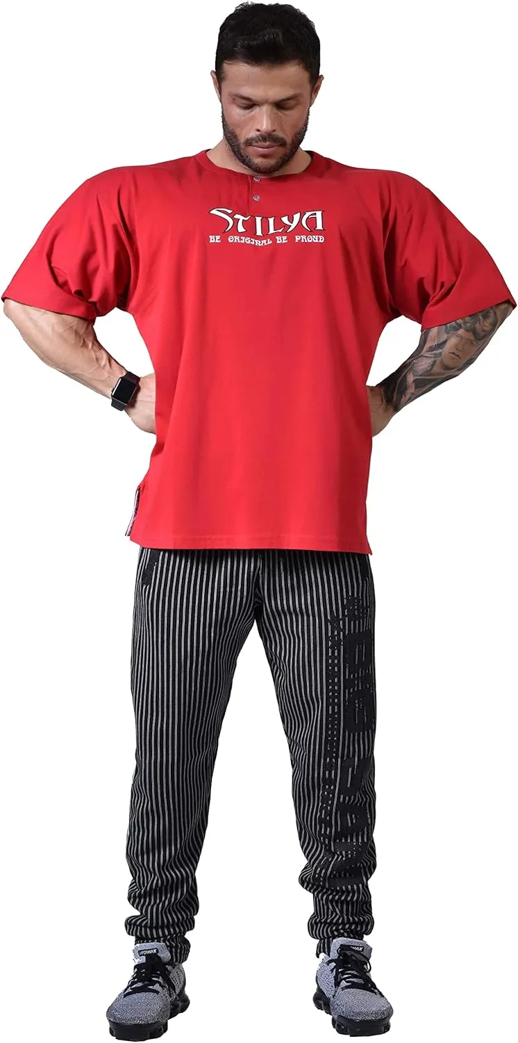 Men's Oversize T-Shirt, Cotton Buttoned Collar, Comfort Design Short Sleeve T-Shirt